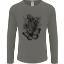 Butterflies & Flowers in the Wild Nature Mens Long Sleeve T-Shirt Charcoal