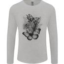 Butterflies & Flowers in the Wild Nature Mens Long Sleeve T-Shirt Sports Grey