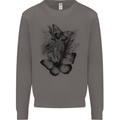 Butterflies & Flowers in the Wild Nature Mens Sweatshirt Jumper Charcoal