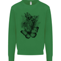 Butterflies & Flowers in the Wild Nature Mens Sweatshirt Jumper Irish Green