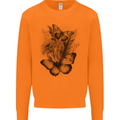 Butterflies & Flowers in the Wild Nature Mens Sweatshirt Jumper Orange