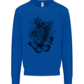 Butterflies & Flowers in the Wild Nature Mens Sweatshirt Jumper Royal Blue