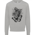 Butterflies & Flowers in the Wild Nature Mens Sweatshirt Jumper Sports Grey
