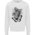 Butterflies & Flowers in the Wild Nature Mens Sweatshirt Jumper White
