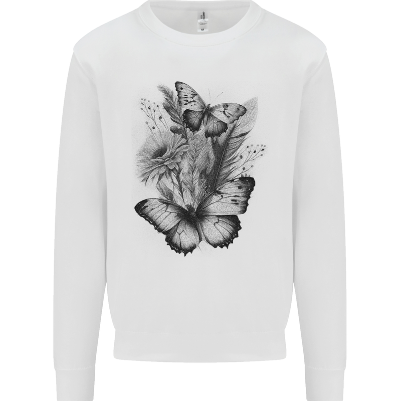 Butterflies & Flowers in the Wild Nature Mens Sweatshirt Jumper White