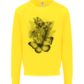 Butterflies & Flowers in the Wild Nature Mens Sweatshirt Jumper Yellow