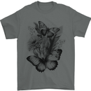 Butterflies & Flowers in the Wild Nature Mens T-Shirt 100% Cotton Charcoal