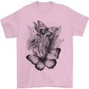 Butterflies & Flowers in the Wild Nature Mens T-Shirt 100% Cotton Light Pink