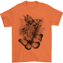 Butterflies & Flowers in the Wild Nature Mens T-Shirt 100% Cotton Orange