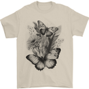 Butterflies & Flowers in the Wild Nature Mens T-Shirt 100% Cotton Sand