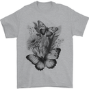 Butterflies & Flowers in the Wild Nature Mens T-Shirt 100% Cotton Sports Grey