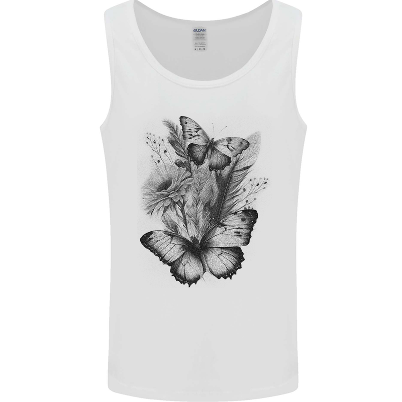 Butterflies & Flowers in the Wild Nature Mens Vest Tank Top White