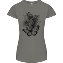 Butterflies & Flowers in the Wild Nature Womens Petite Cut T-Shirt Charcoal