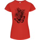Butterflies & Flowers in the Wild Nature Womens Petite Cut T-Shirt Red