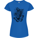 Butterflies & Flowers in the Wild Nature Womens Petite Cut T-Shirt Royal Blue