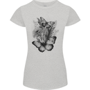 Butterflies & Flowers in the Wild Nature Womens Petite Cut T-Shirt Sports Grey