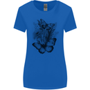 Butterflies & Flowers in the Wild Nature Womens Wider Cut T-Shirt Royal Blue