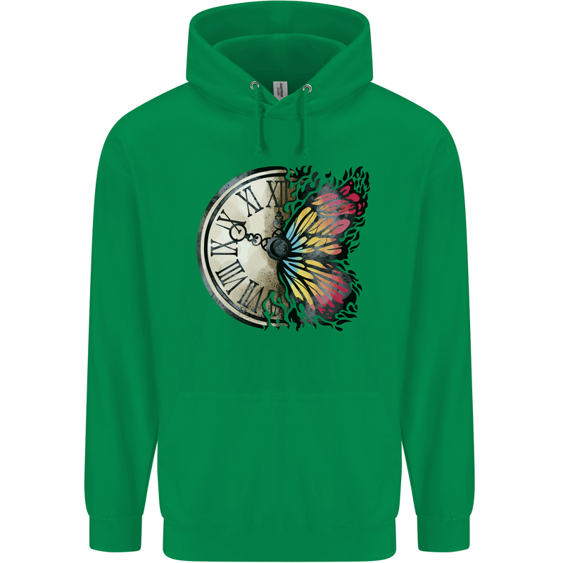 Butterfly Clock Childrens Kids Hoodie Irish Green