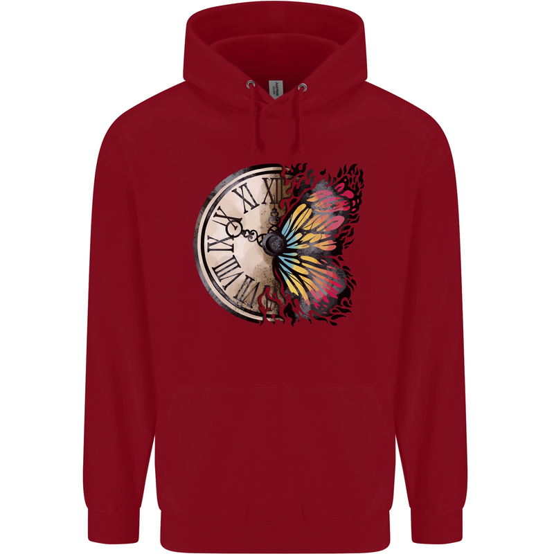 Butterfly Clock Childrens Kids Hoodie Red