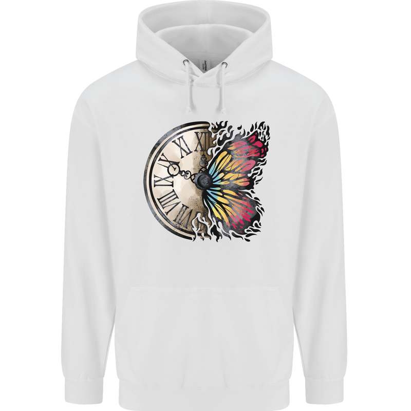 Butterfly Clock Childrens Kids Hoodie White