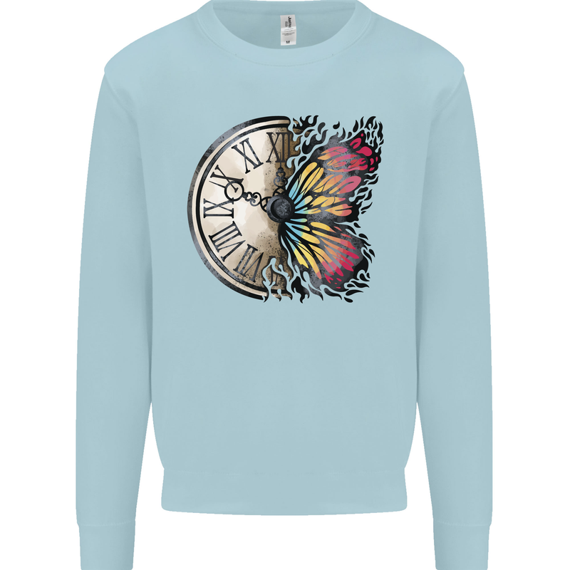 Butterfly Clock Kids Sweatshirt Jumper Light Blue