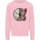 Butterfly Clock Kids Sweatshirt Jumper Light Pink
