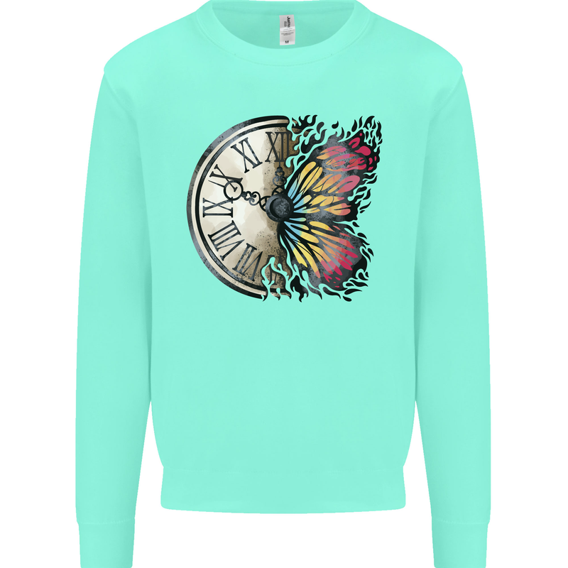 Butterfly Clock Kids Sweatshirt Jumper Peppermint