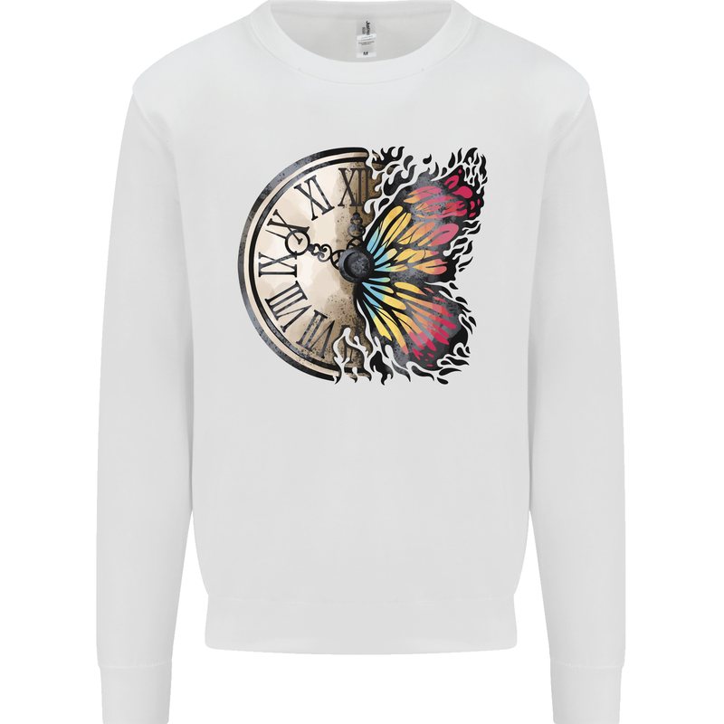 Butterfly Clock Kids Sweatshirt Jumper White