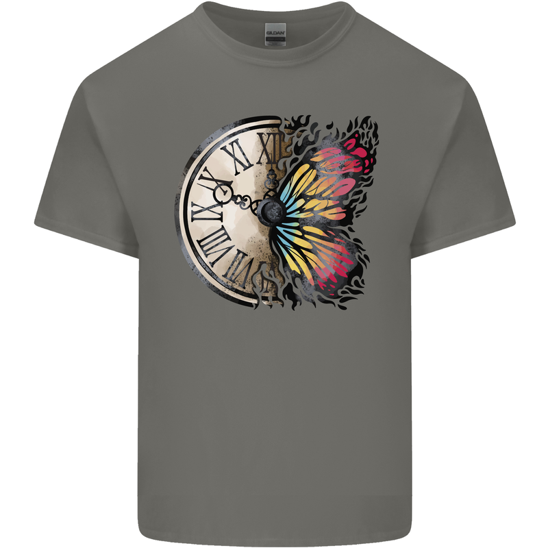 Butterfly Clock Kids T-Shirt Childrens Charcoal