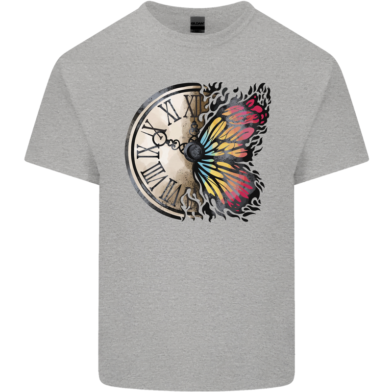 Butterfly Clock Kids T-Shirt Childrens Sports Grey