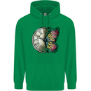 Butterfly Clock Mens 80% Cotton Hoodie Irish Green