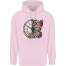 Butterfly Clock Mens 80% Cotton Hoodie Light Pink