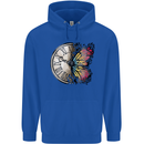 Butterfly Clock Mens 80% Cotton Hoodie Royal Blue