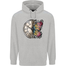 Butterfly Clock Mens 80% Cotton Hoodie Sports Grey