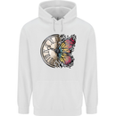 Butterfly Clock Mens 80% Cotton Hoodie White