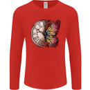 Butterfly Clock Mens Long Sleeve T-Shirt Red