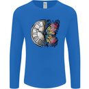 Butterfly Clock Mens Long Sleeve T-Shirt Royal Blue