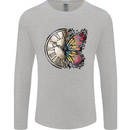 Butterfly Clock Mens Long Sleeve T-Shirt Sports Grey