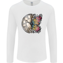 Butterfly Clock Mens Long Sleeve T-Shirt White