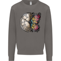 Butterfly Clock Mens Sweatshirt Jumper Charcoal