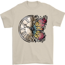 Butterfly Clock Mens T-Shirt 100% Cotton Sand
