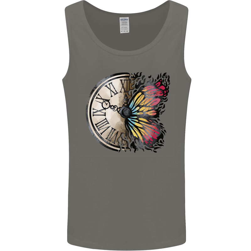 Butterfly Clock Mens Vest Tank Top Charcoal