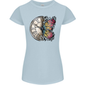 Butterfly Clock Womens Petite Cut T-Shirt Light Blue