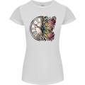 Butterfly Clock Womens Petite Cut T-Shirt White