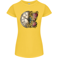 Butterfly Clock Womens Petite Cut T-Shirt Yellow