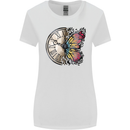 Butterfly Clock Womens Wider Cut T-Shirt White