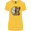 Butterfly Clock Womens Wider Cut T-Shirt Yellow
