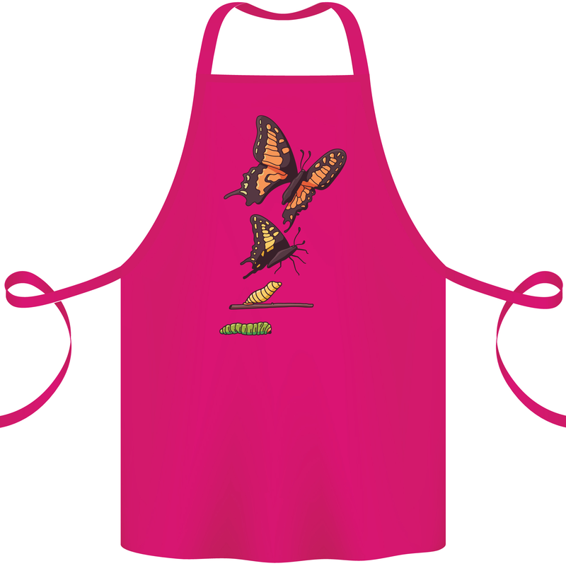 Butterfly Evolution Caterpillar Butterflies Cotton Apron 100% Organic Pink