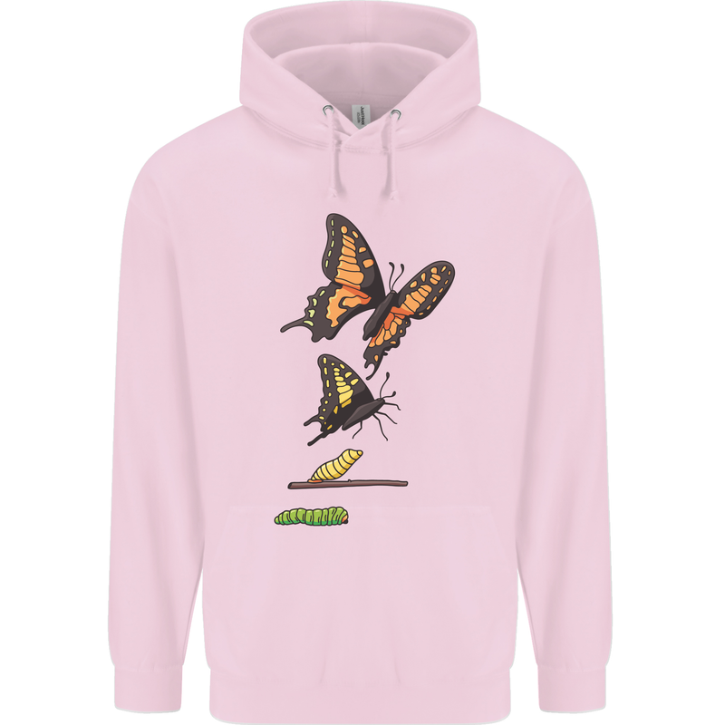 Butterfly Evolution Caterpillar Butterflies Mens 80% Cotton Hoodie Light Pink