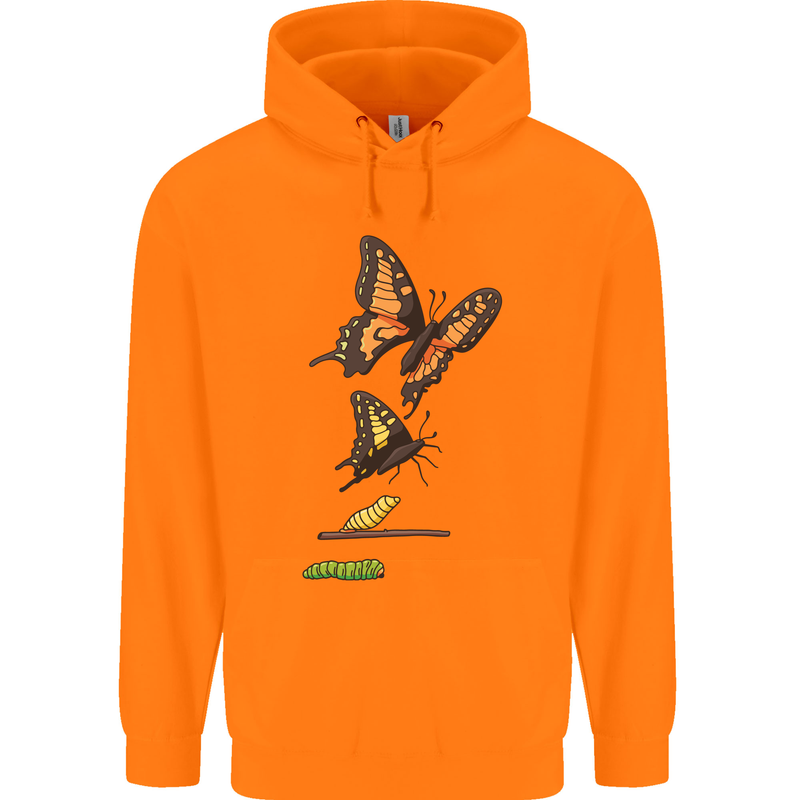 Butterfly Evolution Caterpillar Butterflies Mens 80% Cotton Hoodie Orange